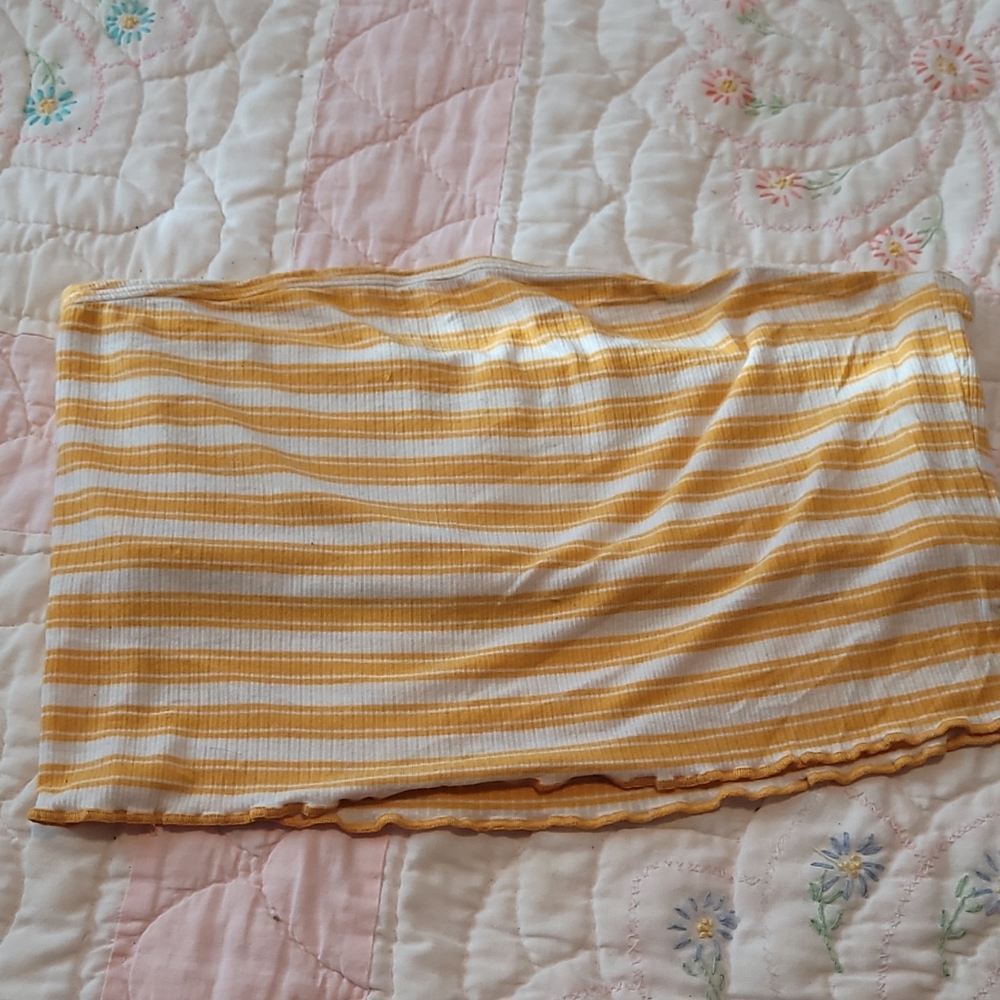 Yellow and cream tube top